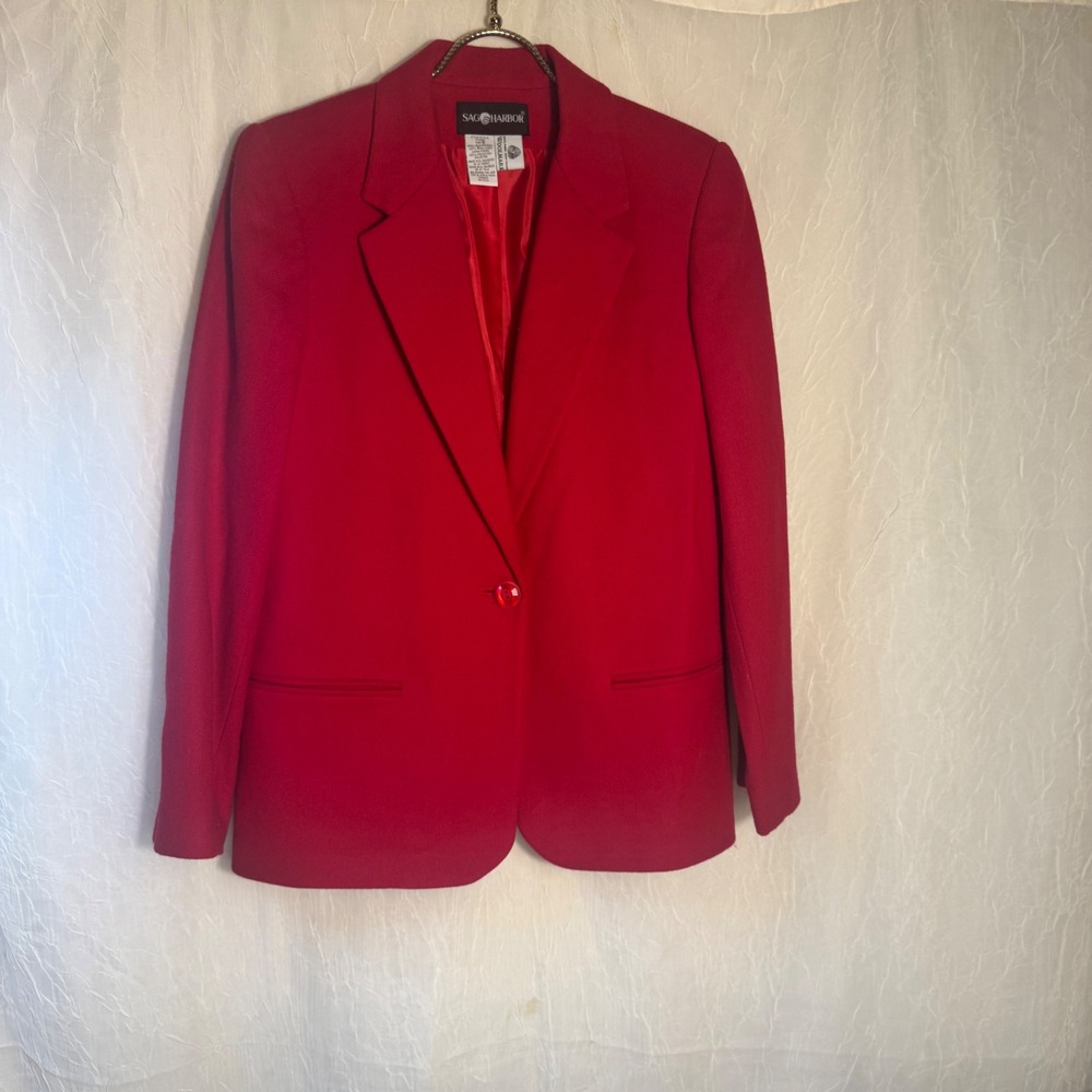 Sag Harbor Blazer Women 8 Red 100% Pure New Wool Single Button F23000